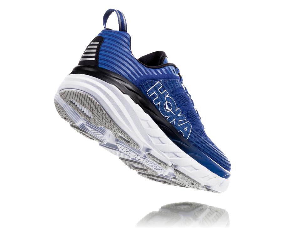 Hoka One One Mens Running Shoes - Bondi 6 - Blue/White - RKLJ94086